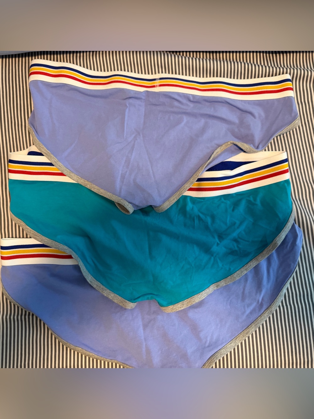 BIKE Men’s Lavender & Teal Briefs with Striped Elastic Waistband 3 pairs - Picture 3 of 3